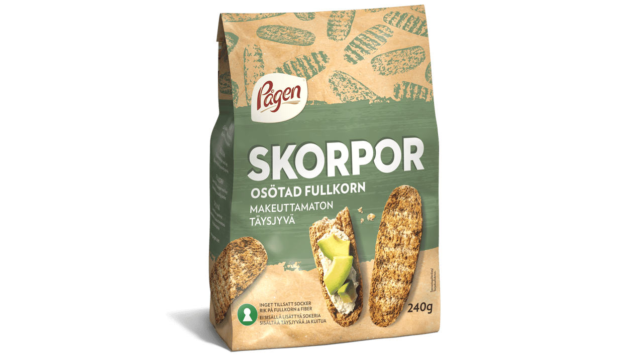 Kuva Täysjyväkorput pakkauksessaan